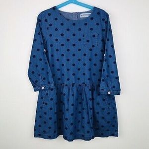 Mini Boden Chambray Polka Dot Dress Sz 9/10